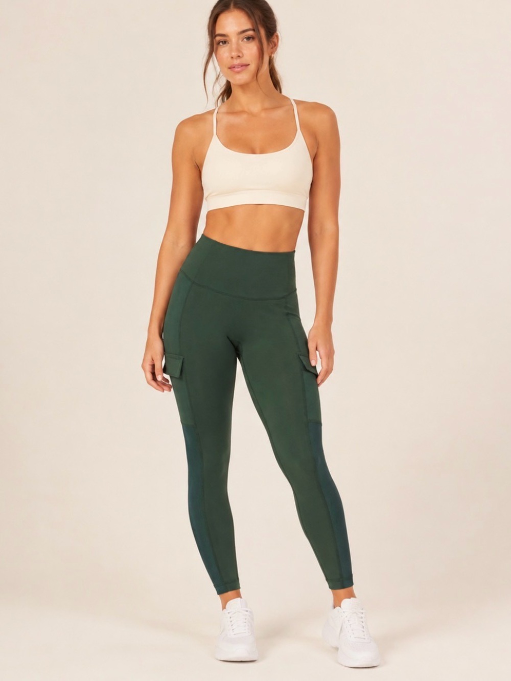 High-Rise Dark Green Cargo Leggings